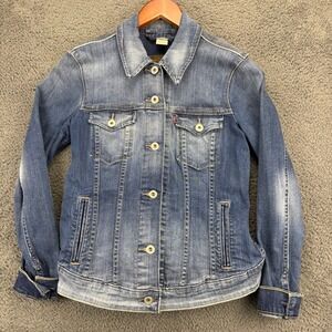 Levis Denim Jacket Womens Size M Blue Jean Button Up Long‎ Sleeve Casual